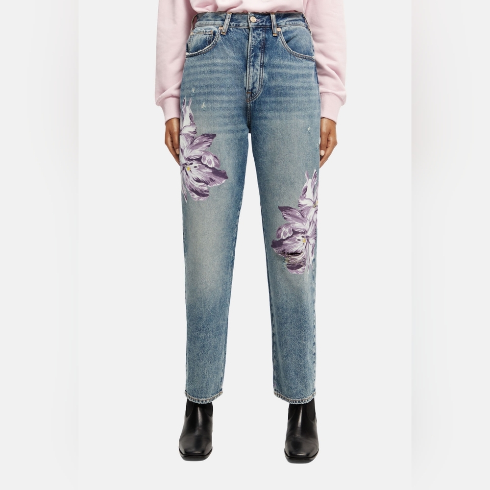 Scotch & Soda The Bay Jeans with Purple Floral Design